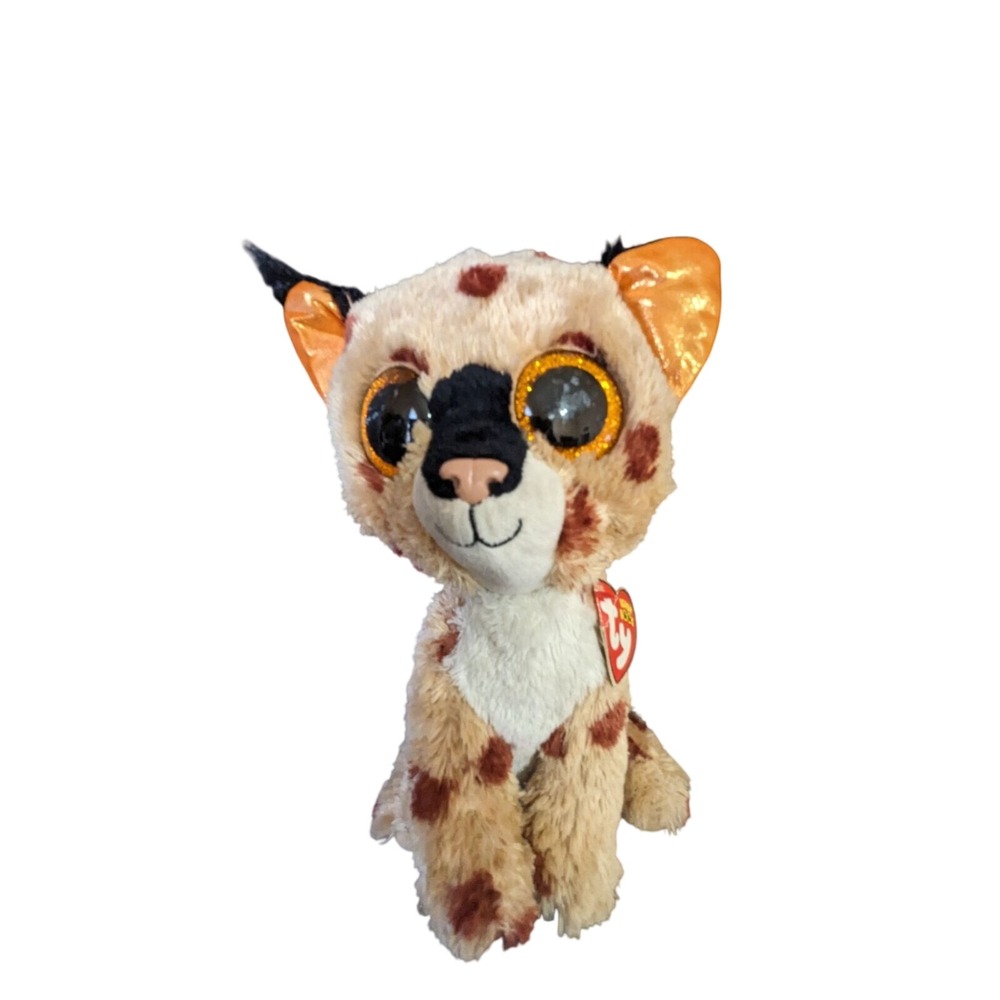 Ty Beanie Boos Spotted Cat Cheetah Plush 10 Inch Glitter Eyes Tan Brown 36144